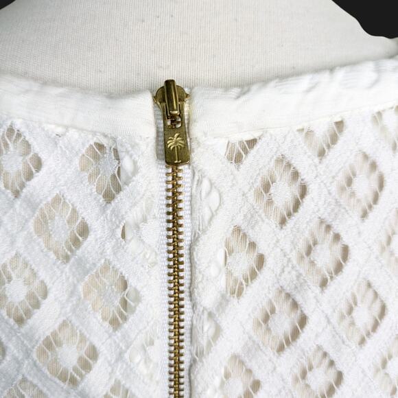 Lilly Pulitzer Vandalia White Lace Yoke Shift Dress 6 Sleeveless Resort Summer - Picture 7 of 10